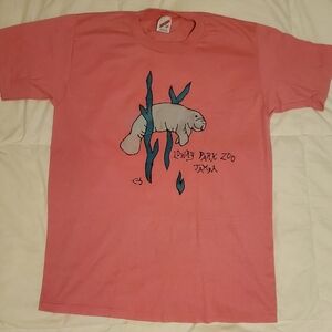 Handpainted Manatee Tshirt Pink Lowry Park Zoo Tampa
